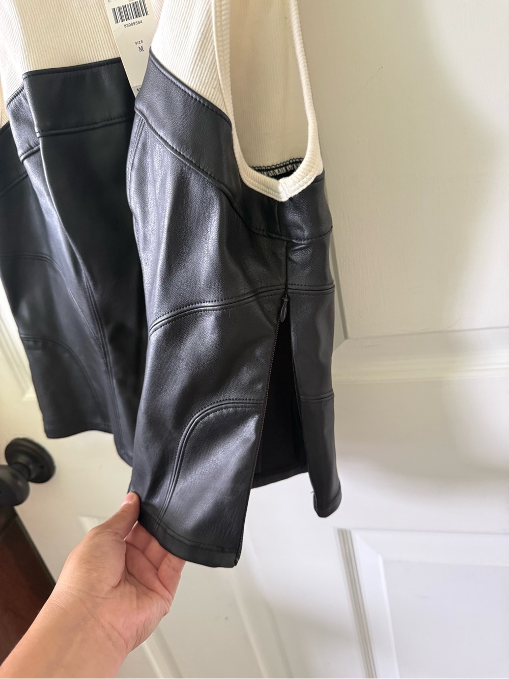 Pilcro Two-Tone Faux Leather Camisole in Black and White - Picture 8 of 11